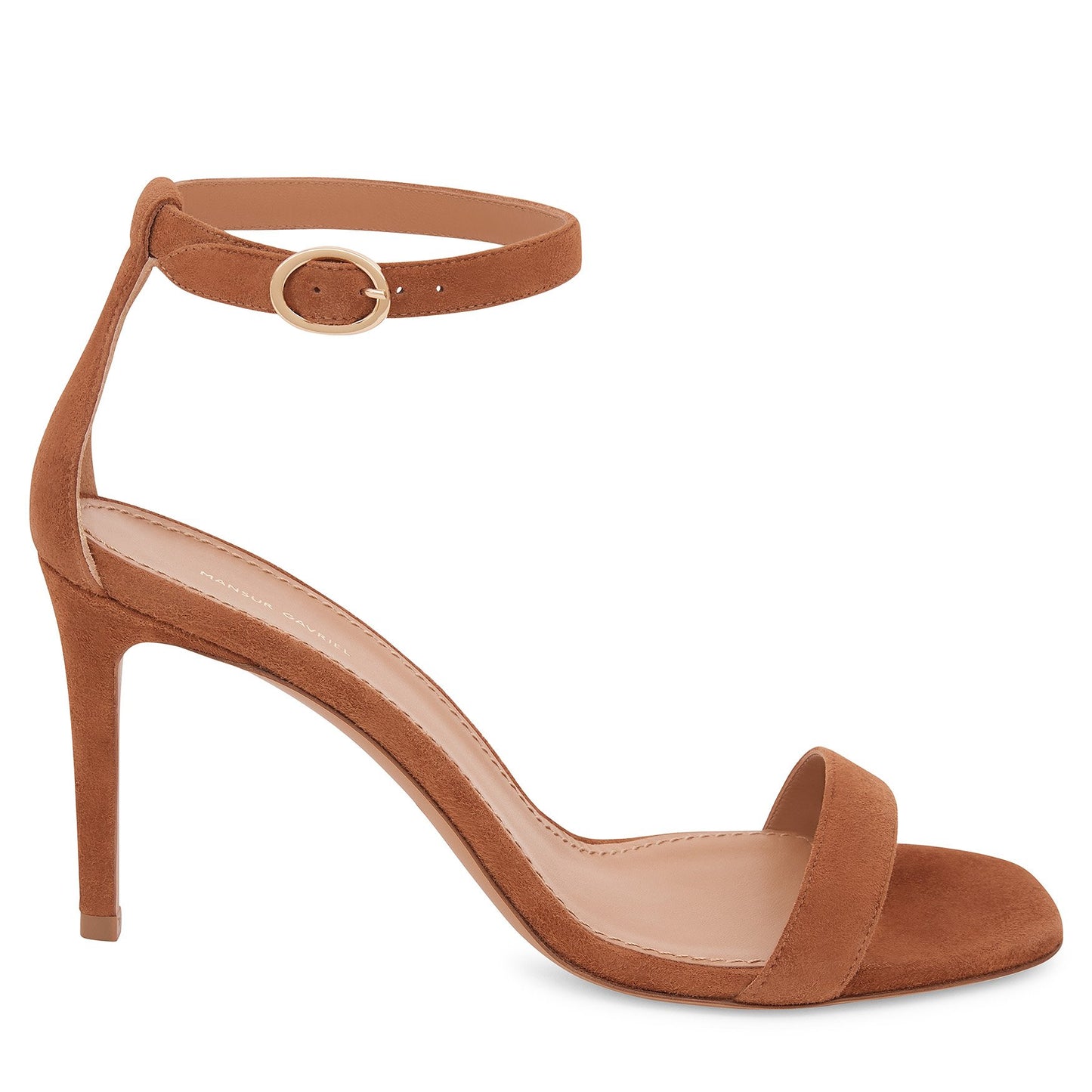 Suede 90MM Ankle Strap Sandal - Saddle