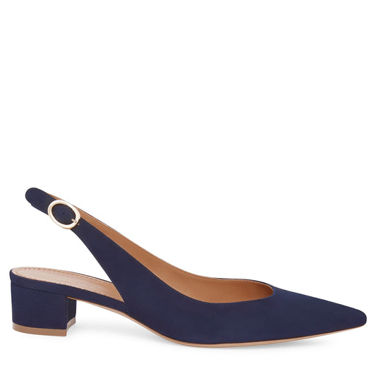 Suede Slingback Heel - Blu