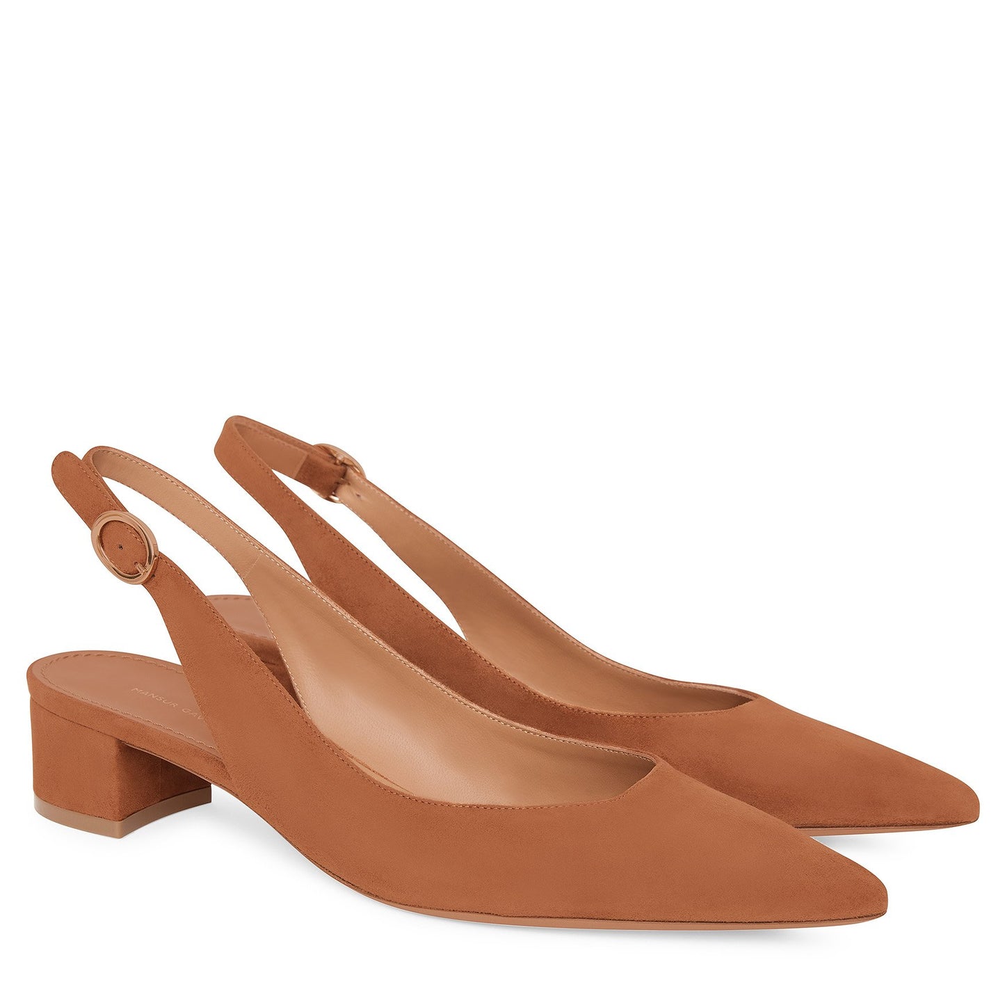 Suede Slingback Heel - Saddle