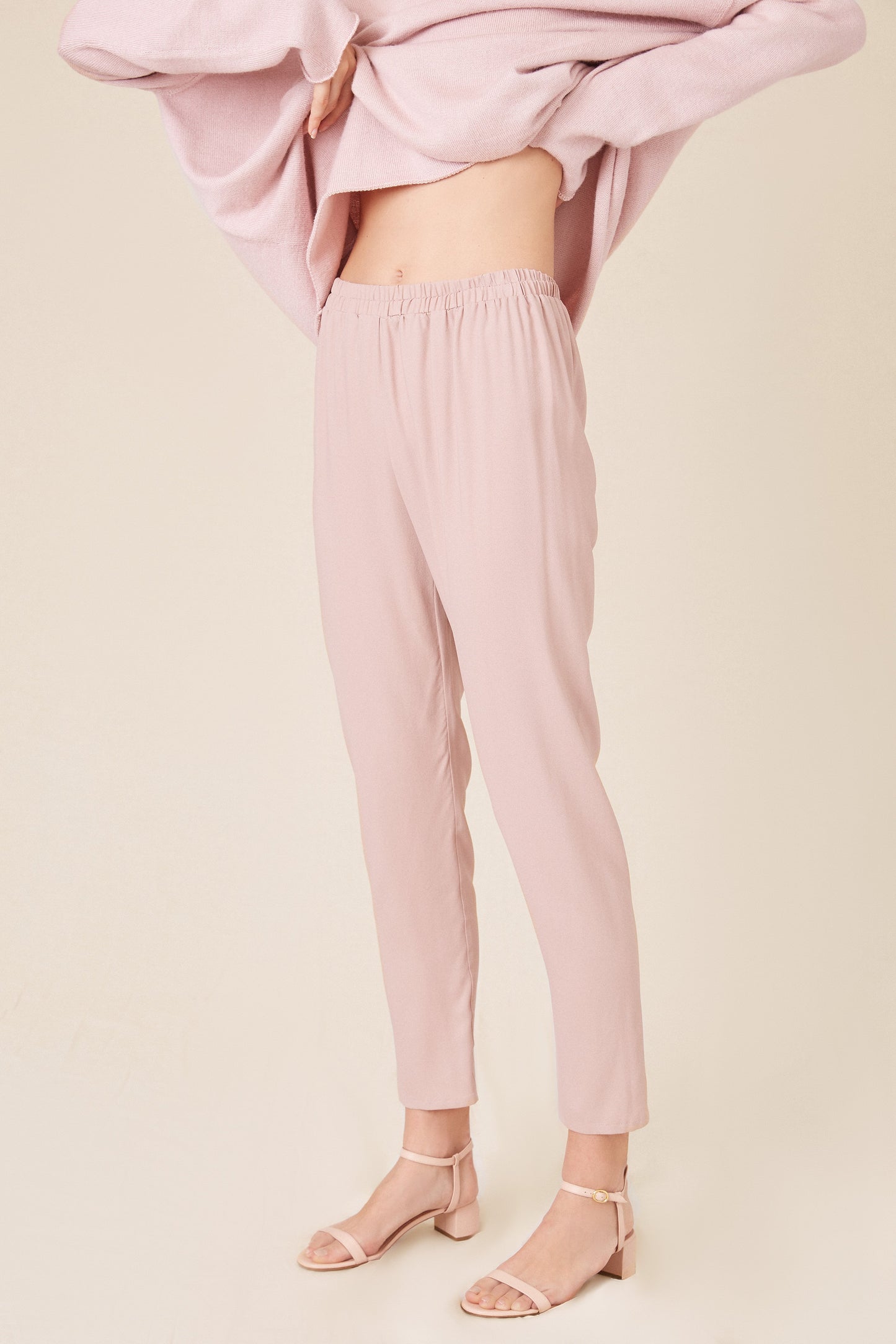 Crepe Elastic Pant - Blush