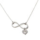 Absolute™ 0.16ct Infinity Drop 18" Sterling Silver Necklace with Open-Heart Charm