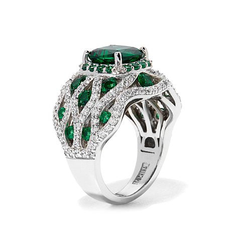 Jean Dousset 4.9ct Absolute™ and Simulated Emerald Sterling Silver Ring