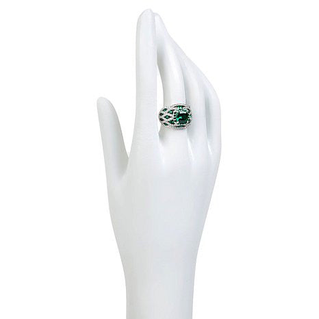 Jean Dousset 4.9ct Absolute™ and Simulated Emerald Sterling Silver Ring