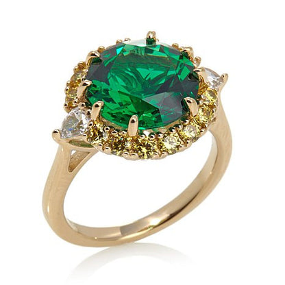 Jean Dousset 5.06ct Absolute™ and Simulated Emerald Vermeil Ring