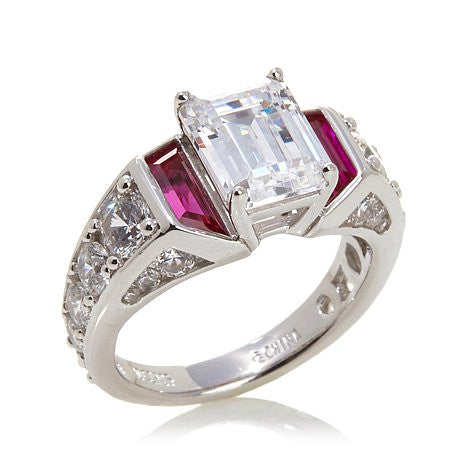 Jean Dousset 6.38ct Absolute™ and Created Ruby Sterling Silver Ring