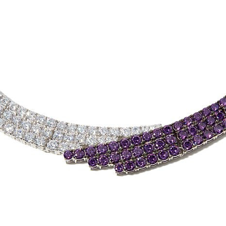 Jean Dousset 38.72ct Absolute™ and Created Amethyst 18" Sterling Silver Bypass Necklace