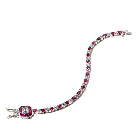 Jean Dousset 11.55ct Absolute™ and Created Gemstone Sterling Silver Bracelet