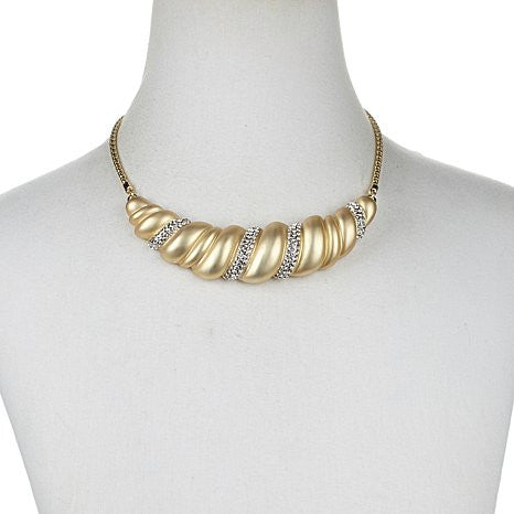 Roberto by RFM "Conchiglia" Crystal Goldtone Scroll-Design 16" Necklace