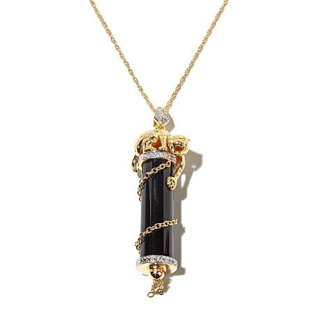 Victoria Wieck Absolute™ and Black Onyx Vermeil "Lion" Pendant with 18" Chain